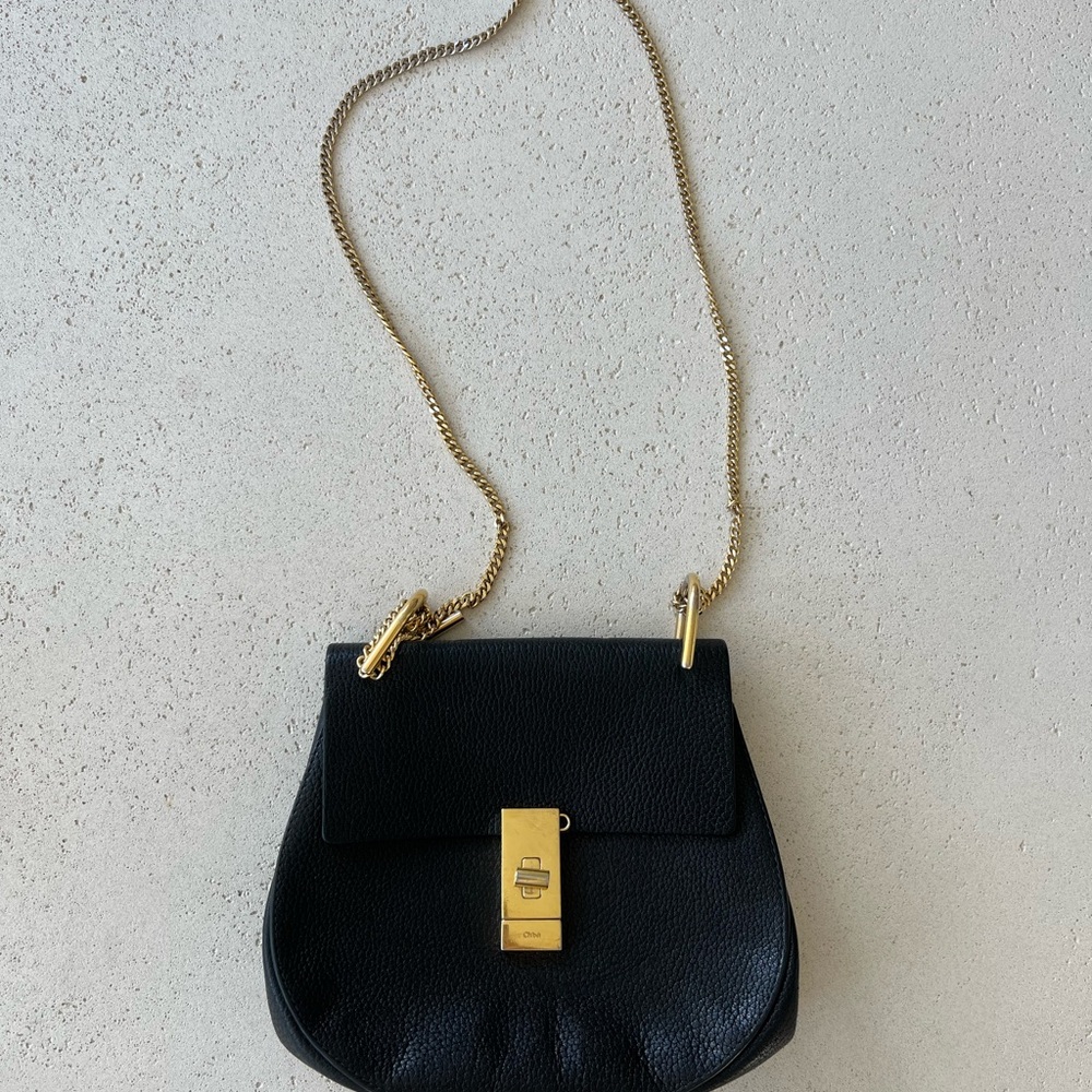 Chloe Drew Black Leather Crossbody Bag
